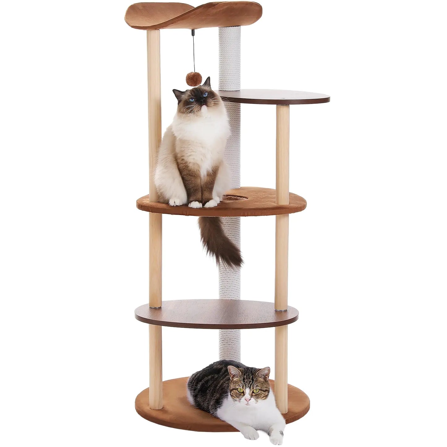 PETEPELA Modern Cat Tower with Scratching Posts Brown