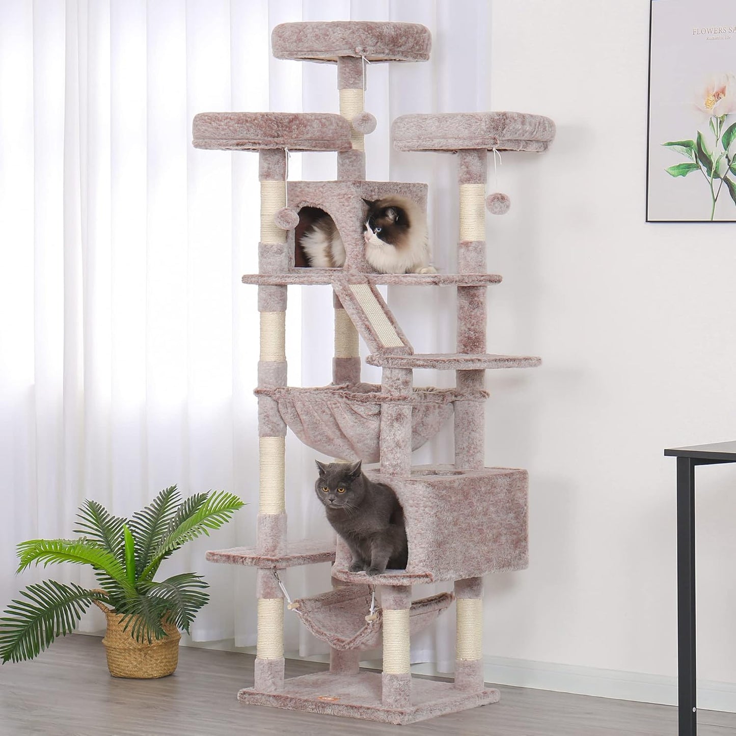 73" Tall Cat Tree - Heavy-Duty Tower for Large Indoor Cats