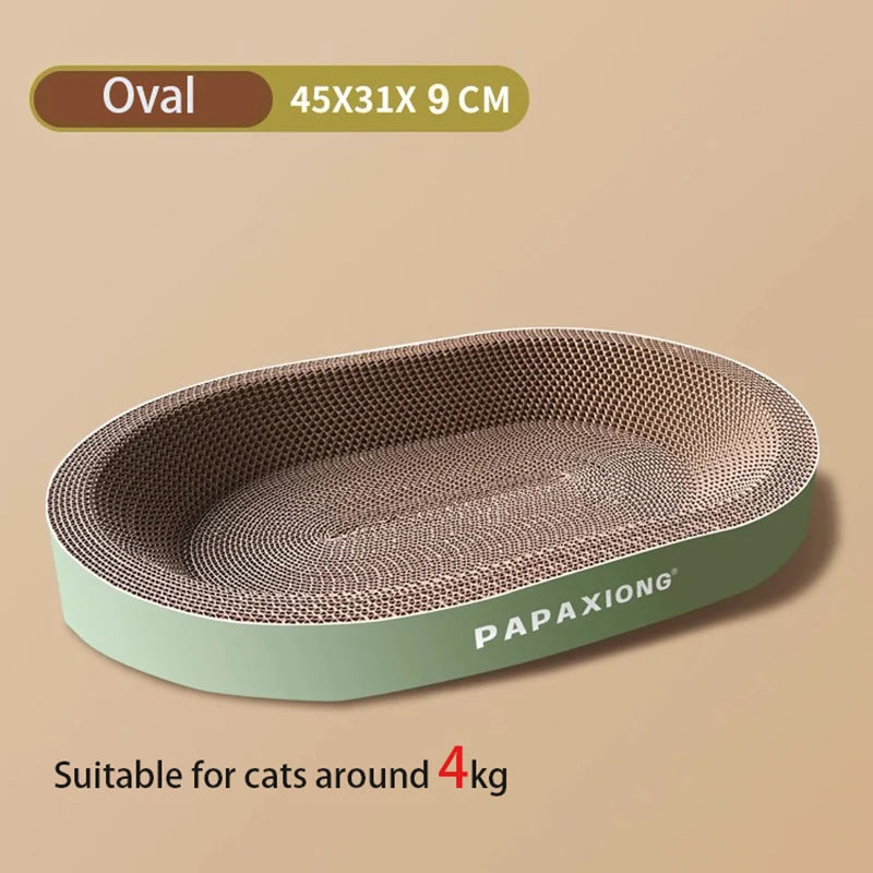 Durable Oval Cat Scratcher – Thickened Corrugated Cardboard Bed & Scraping Pad