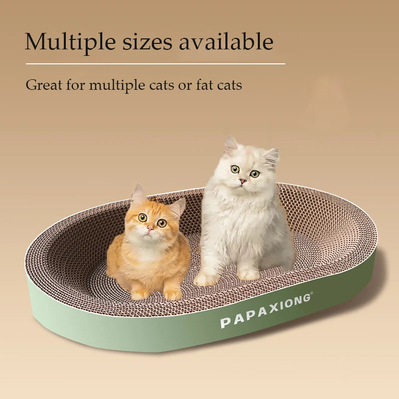 Durable Oval Cat Scratcher – Thickened Corrugated Cardboard Bed & Scraping Pad