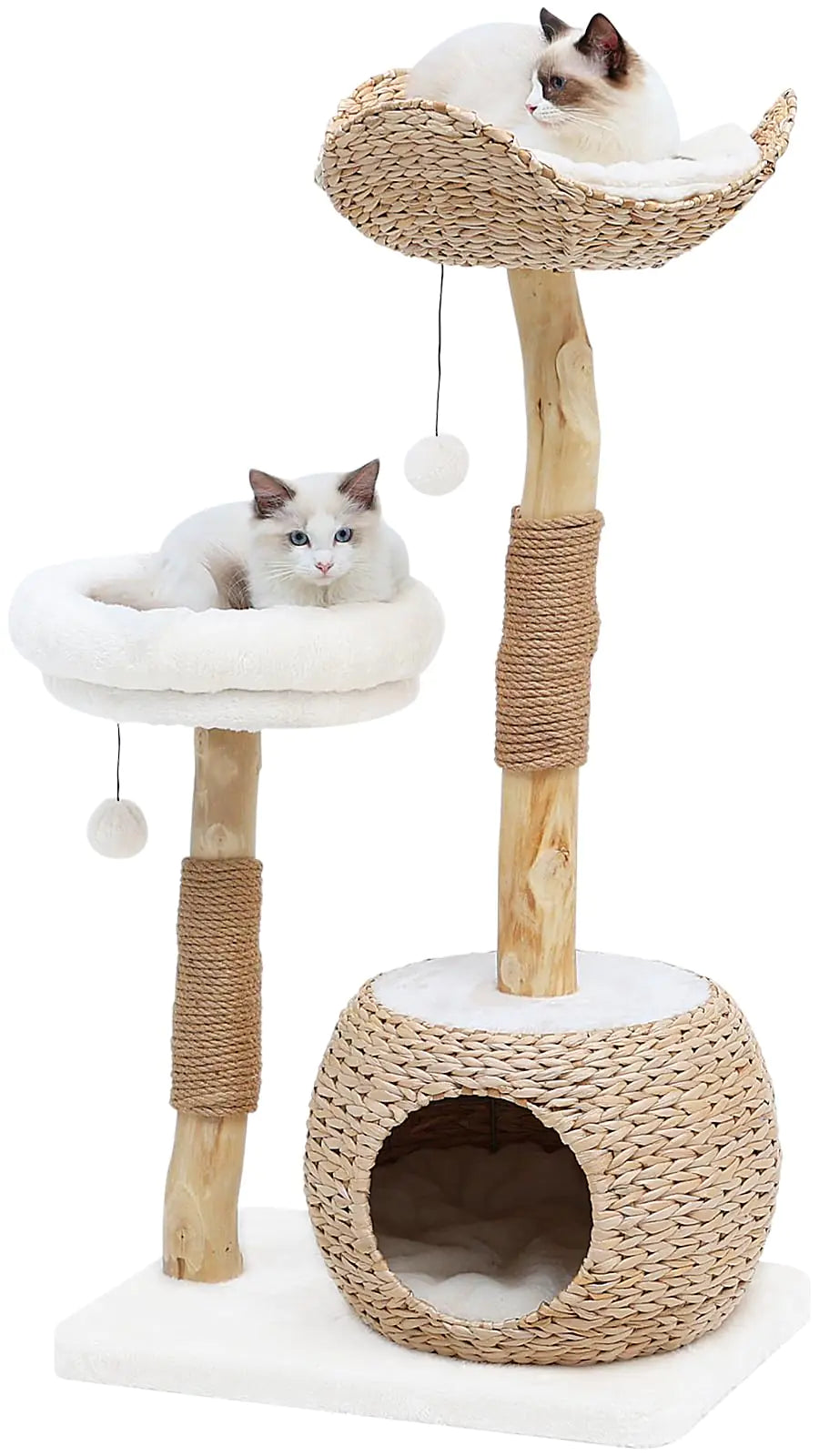 EcoChic Wood Cat Tree Tower: Indoor Luxury Cat Condo