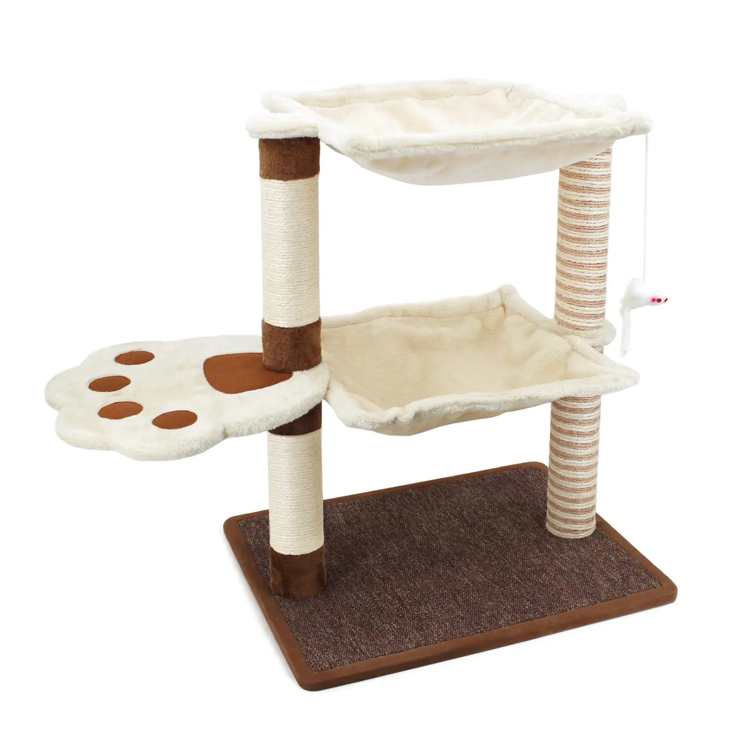 SONGWAY Plush Cat Tower with Dual Hammocks