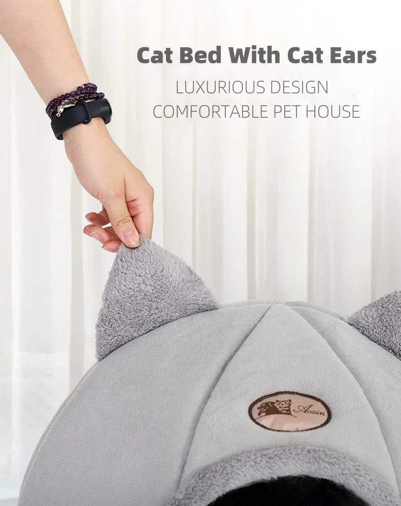 Cozy Cat Ear Pet Bed – Soft, Warm & Machine Washable for Small to Large Cats