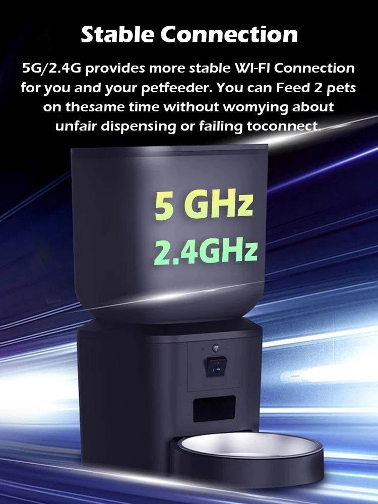 8L Smart Pet Feeder with 1080P Camera – 5G WiFi, Auto Cat & Dog Food Dispenser with App Control & Dual Power