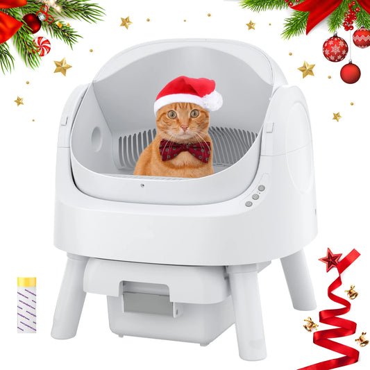 AutoScooper Smart Self-Cleaning Open-Top Litter Box – Cat-Safe Automatic Litter Tray for Multiple Cats (White, by PetPivot)