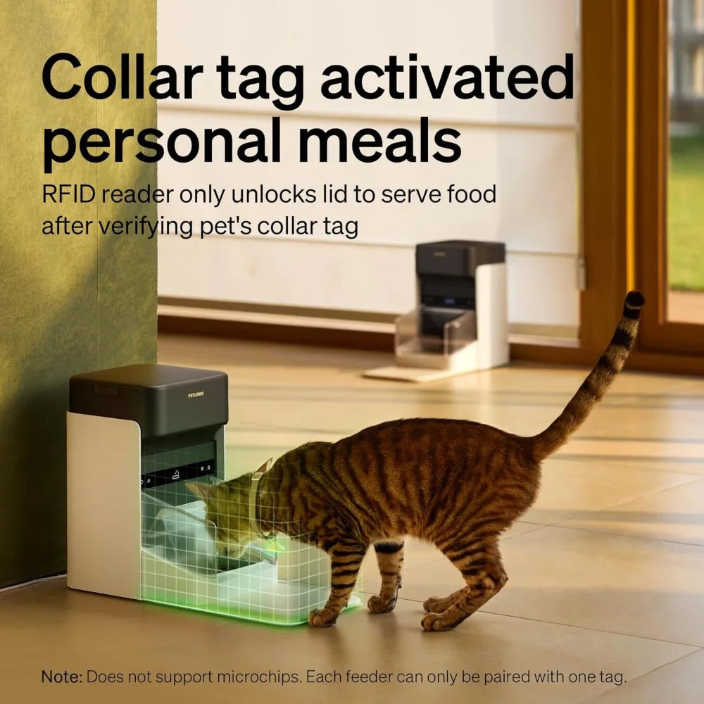 Smart Automatic Cat Feeder – 3L WiFi App Control, RFID Collar Tag, Exclusive Multi-Pet Feeding & Real-Time Monitoring