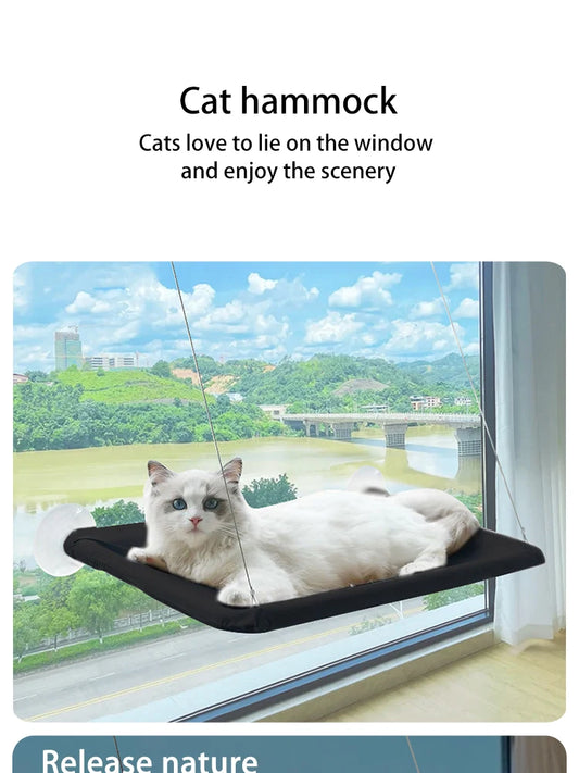 Ultra-Soft Cat Window Hammock – Space-Saving & Securely Mounted Perch for Cozy Naps