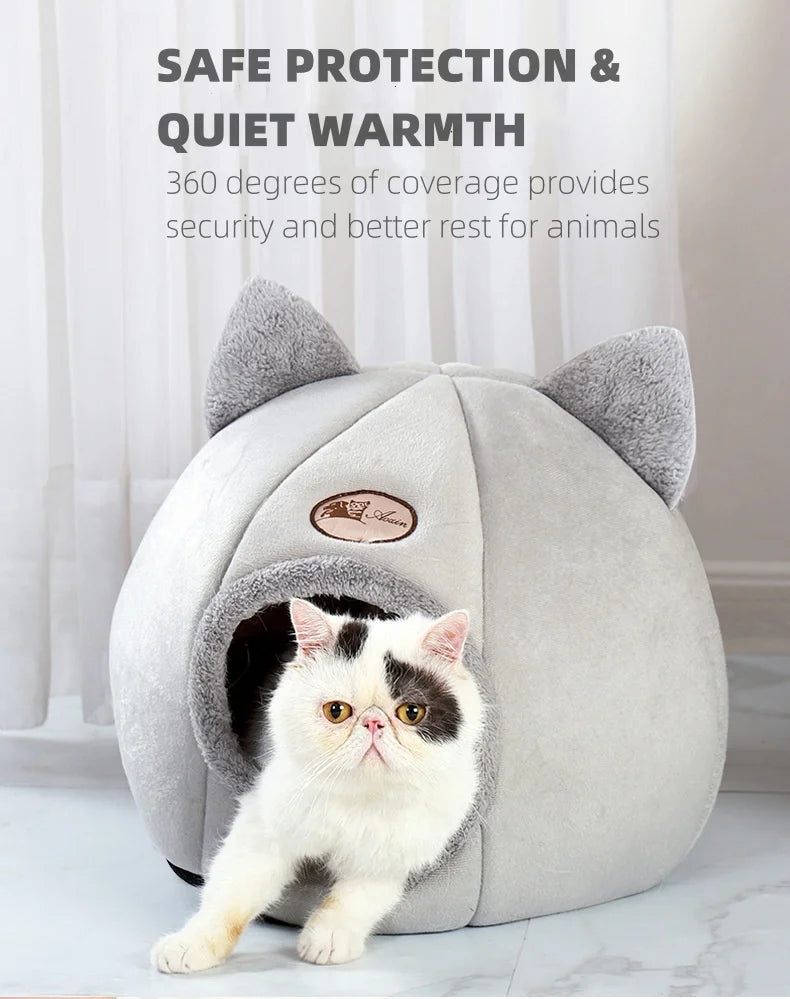 Cozy Cat Ear Pet Bed – Soft, Warm & Machine Washable for Small to Large Cats