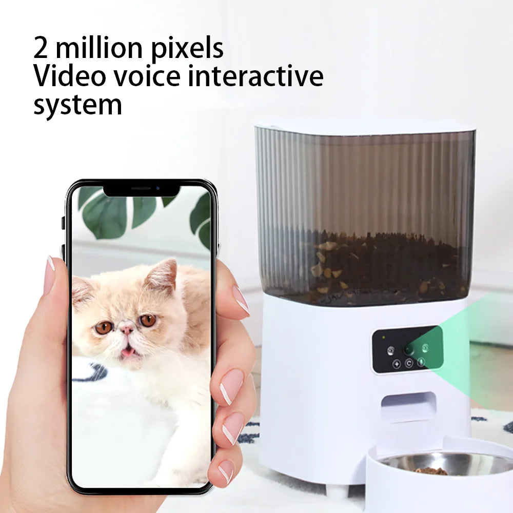 5L Smart Auto Cat Feeder with HD Camera – WiFi Control, Voice Recorder & Dual Power