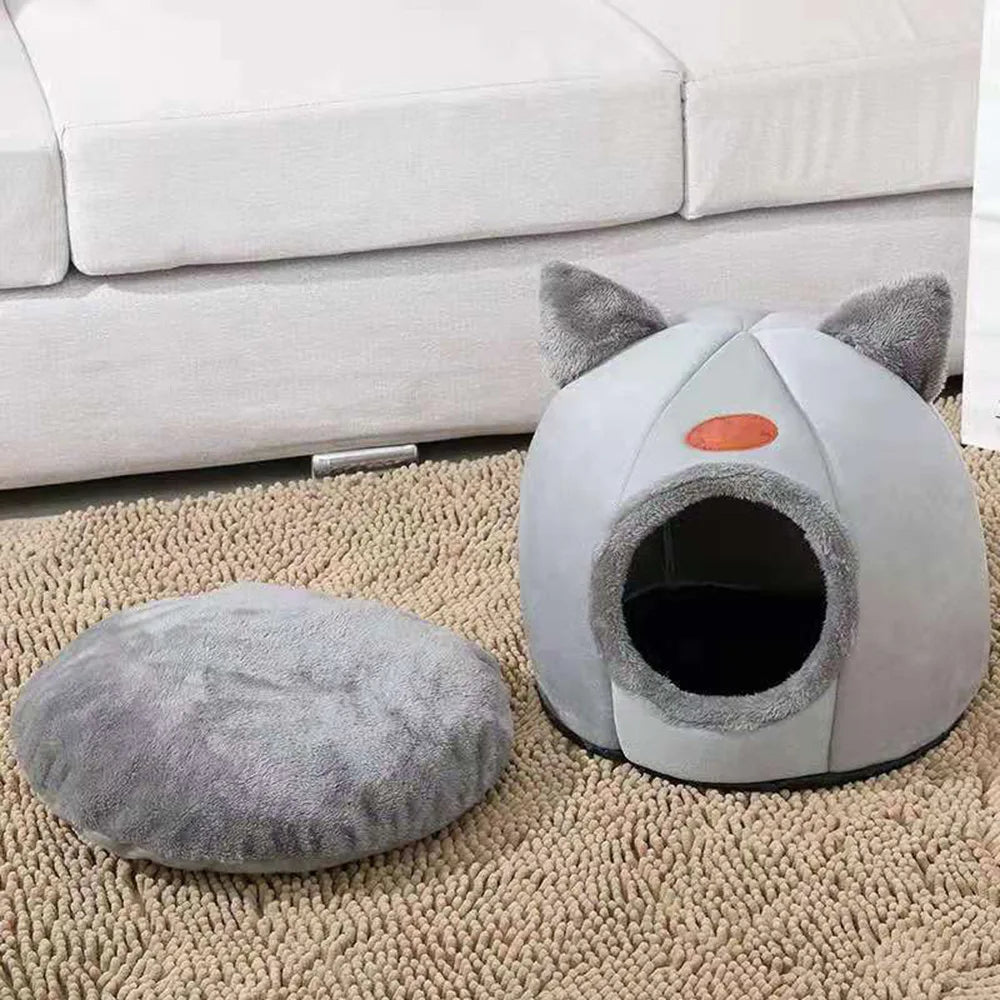 Cozy Cat Ear Pet Bed – Soft, Warm & Machine Washable for Small to Large Cats