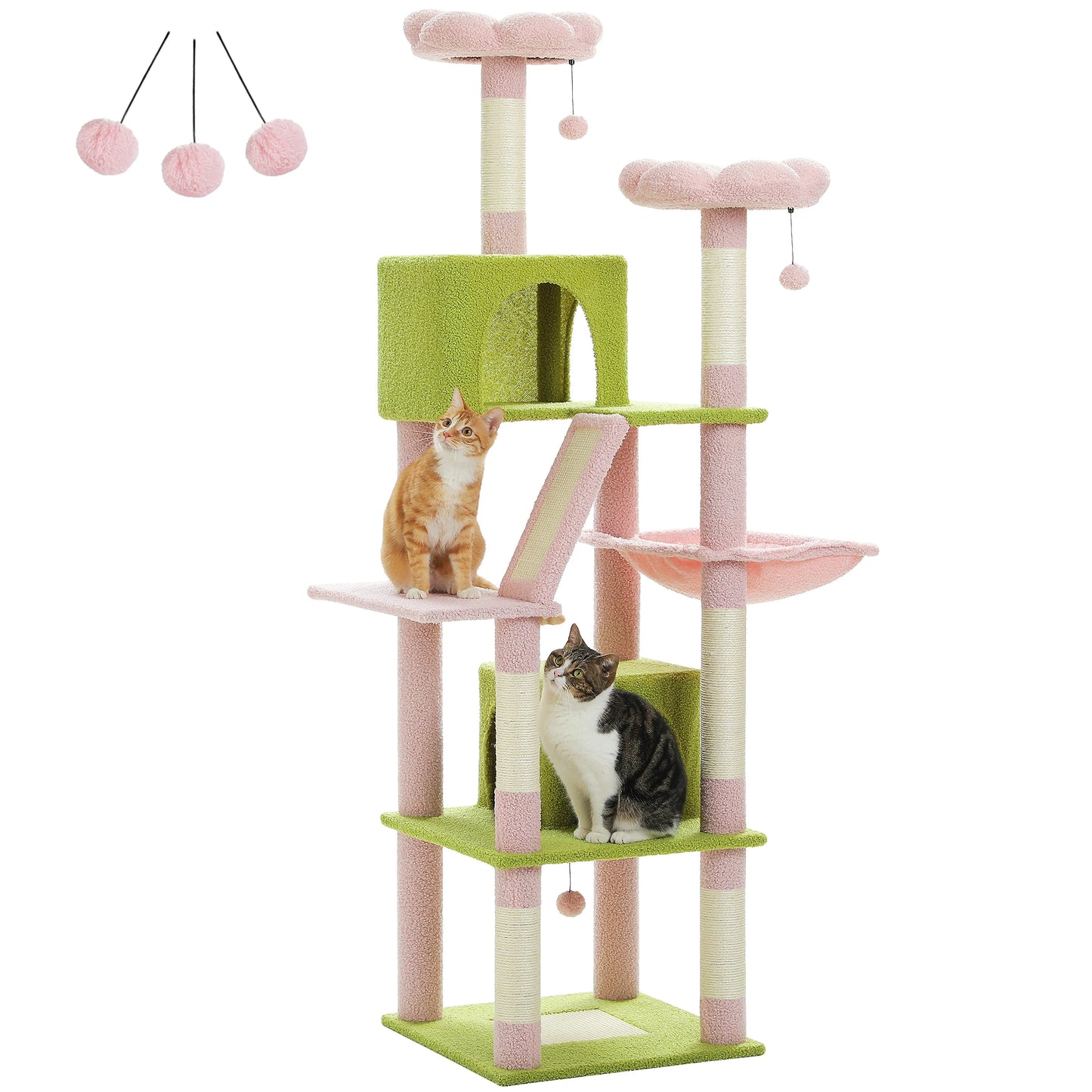 Tall Multi-Level Cat Tree – Large Perches, Hammock & Sisal Scratching Posts