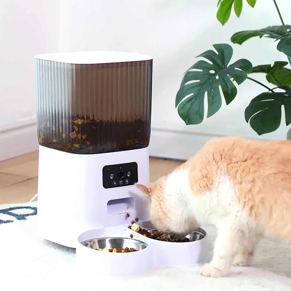 5L Smart Auto Cat Feeder with HD Camera – WiFi Control, Voice Recorder & Dual Power