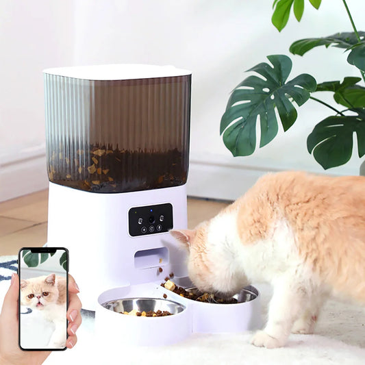 5L Smart Auto Cat Feeder with HD Camera – WiFi Control, Voice Recorder & Dual Power