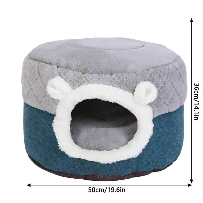 2-in-1 Quilted Cat Cave – Cozy & Portable Indoor Pet Bed with Plush Cushion