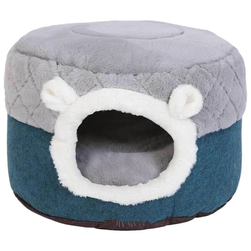 2-in-1 Quilted Cat Cave – Cozy & Portable Indoor Pet Bed with Plush Cushion