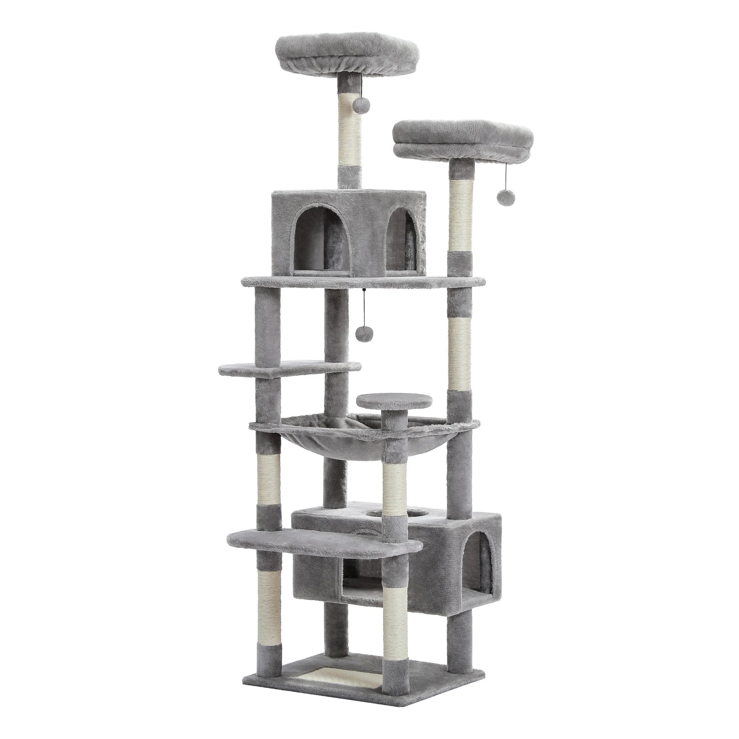 Tall Multi-Level Cat Tree – Large Perches, Hammock & Sisal Scratching Posts