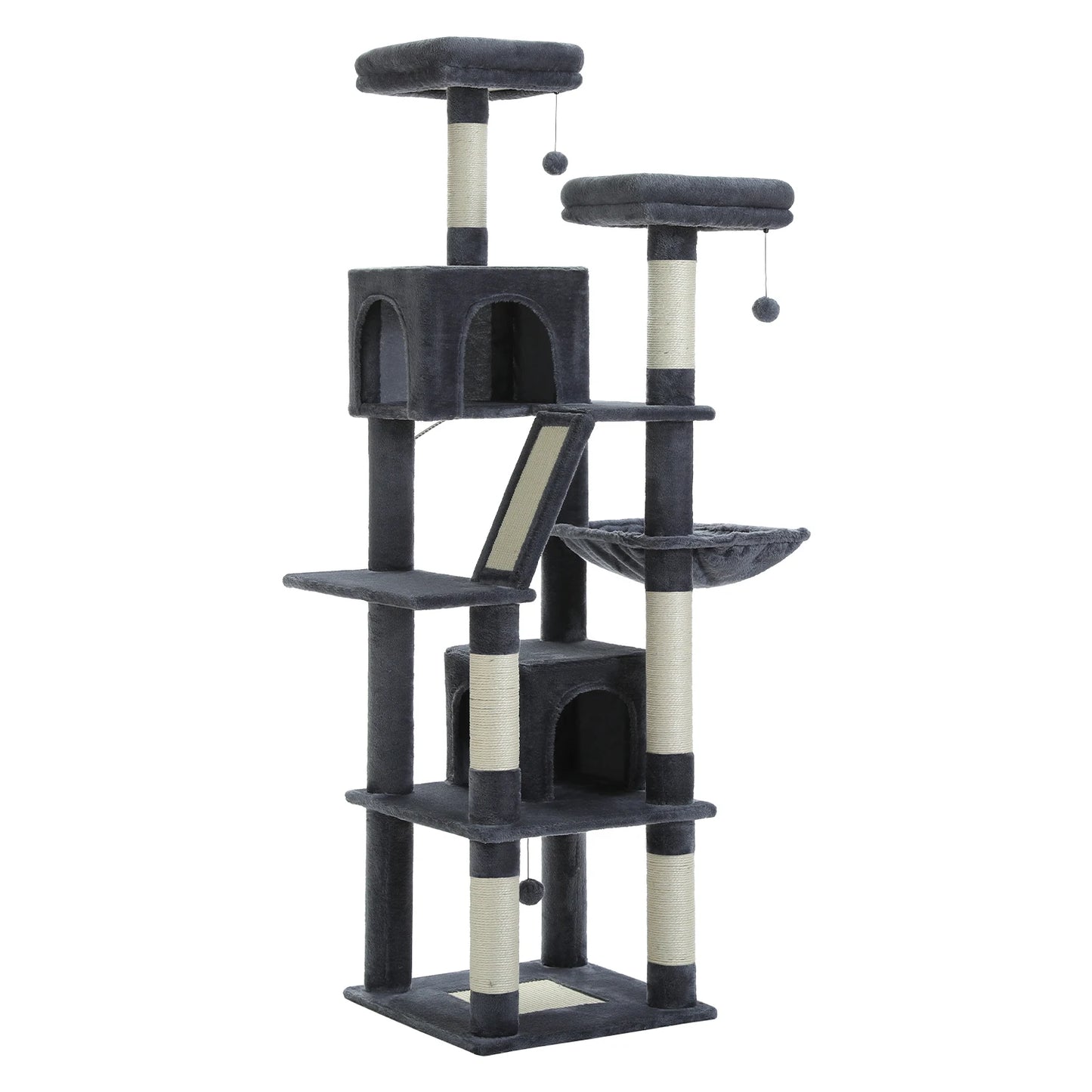 Tall Multi-Level Cat Tree – Large Perches, Hammock & Sisal Scratching Posts