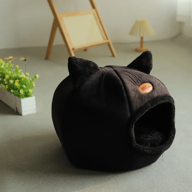 Cozy Winter Cat Cave Bed – Soft, Breathable & Warm Pet Nest with Removable Cushion