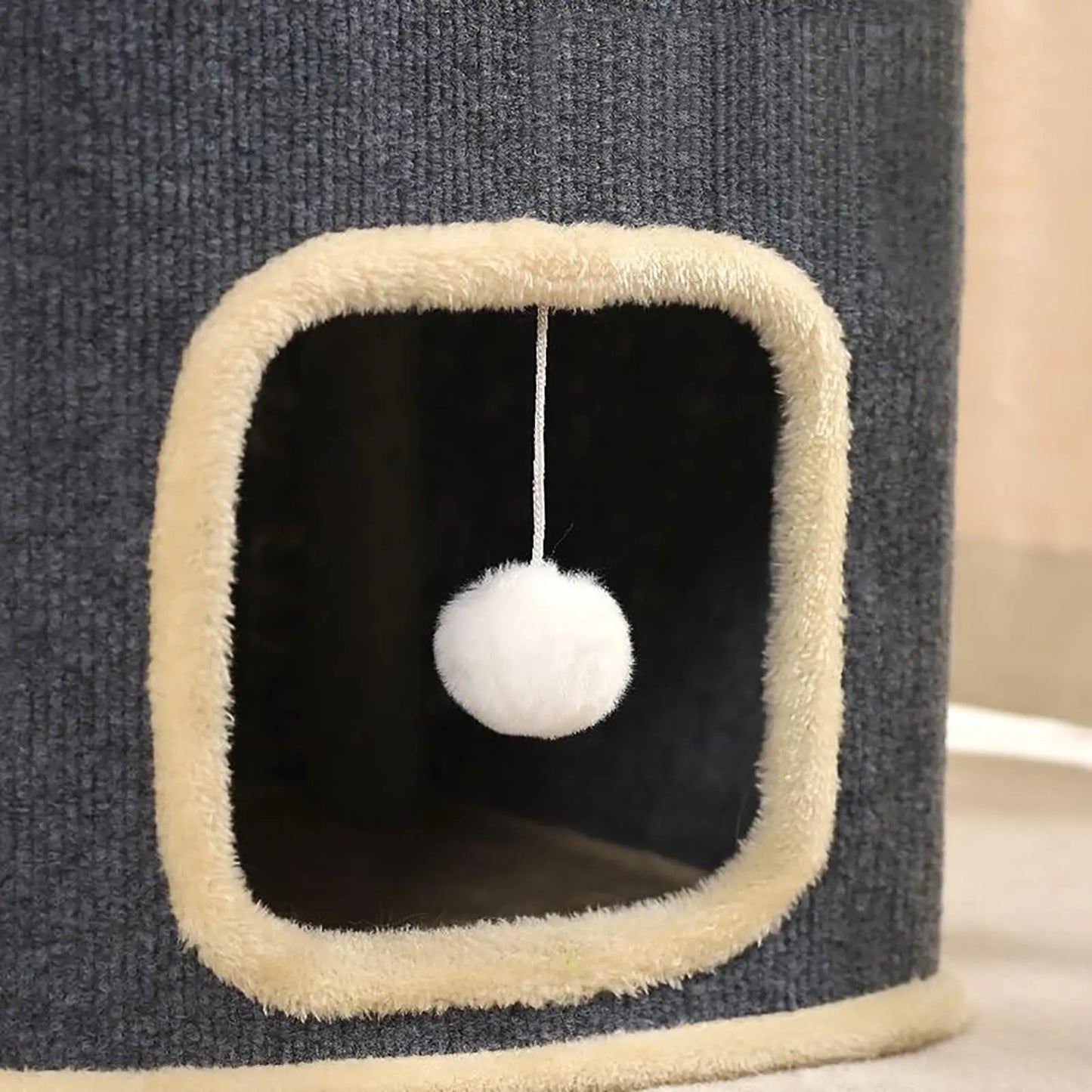 2-Layer Indoor Cat House – Cozy Multi-Level Cat Cave with Hanging Toy