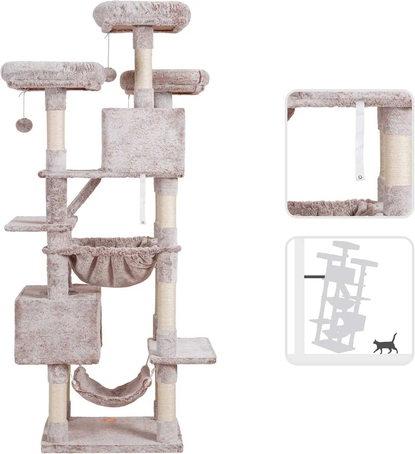 73" Tall Cat Tree - Heavy-Duty Tower for Large Indoor Cats