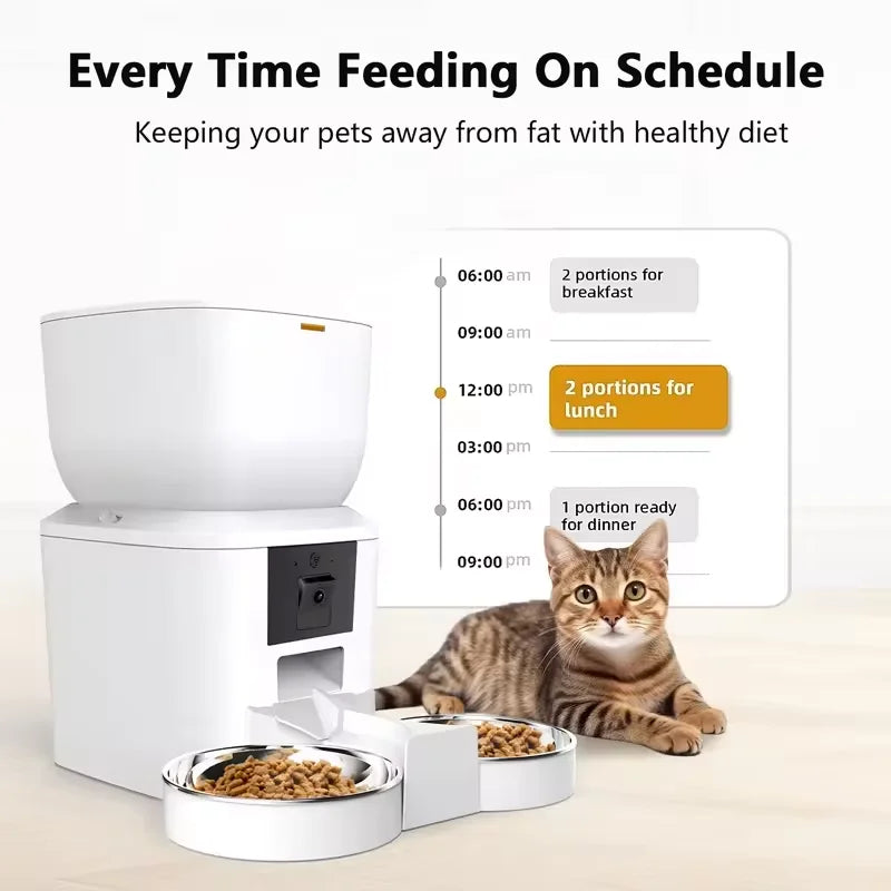 8L Smart Pet Feeder with 1080P Camera – 5G WiFi, Auto Cat & Dog Food Dispenser with App Control & Dual Power