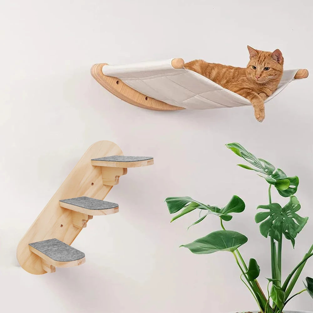 Wall-Mounted Curved Cat Bed – Stylish Floating Perch & Climbing Shelf for Indoor Cats