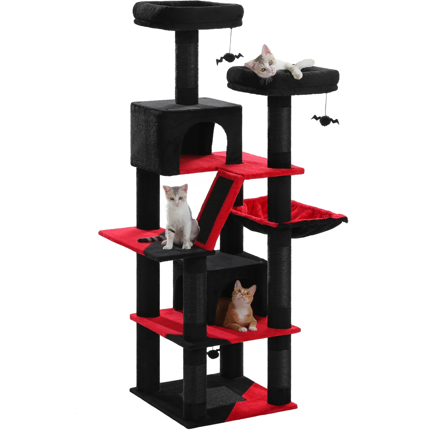 Tall Multi-Level Cat Tree – Large Perches, Hammock & Sisal Scratching Posts