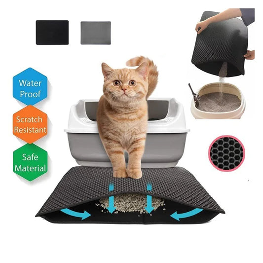 Waterproof Double-Layer Cat Litter Mat – Non-Slip, Easy-to-Clean, Traps Litter Efficiently