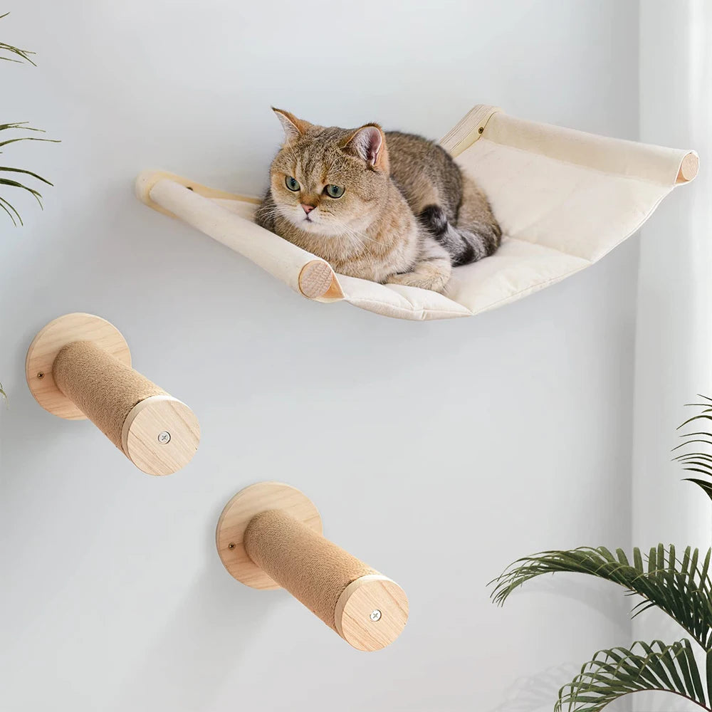 Wall-Mounted Curved Cat Bed – Stylish Floating Perch & Climbing Shelf for Indoor Cats