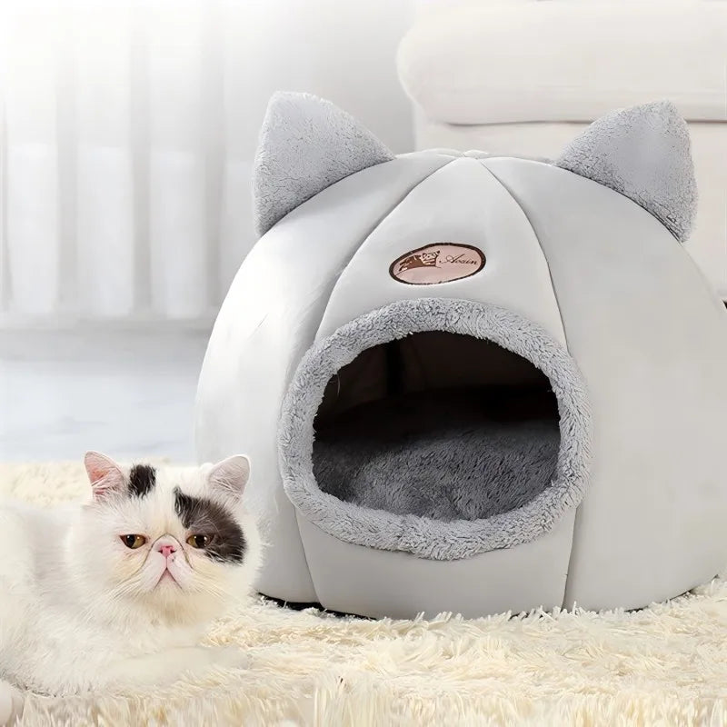 Cozy Cat Ear Pet Bed – Soft, Warm & Machine Washable for Small to Large Cats