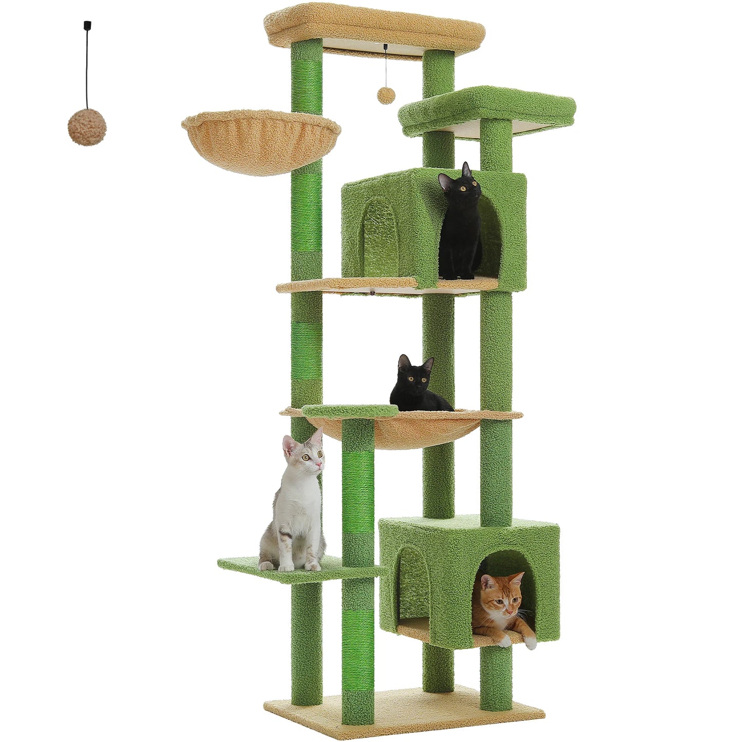 Tall Multi-Level Cat Tree – Large Perches, Hammock & Sisal Scratching Posts