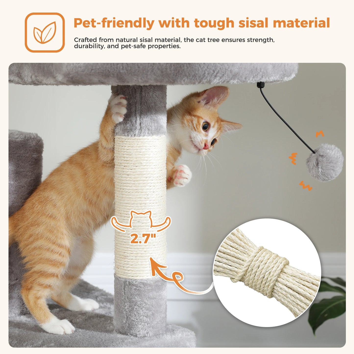 Tall Multi-Level Cat Tree – Large Perches, Hammock & Sisal Scratching Posts