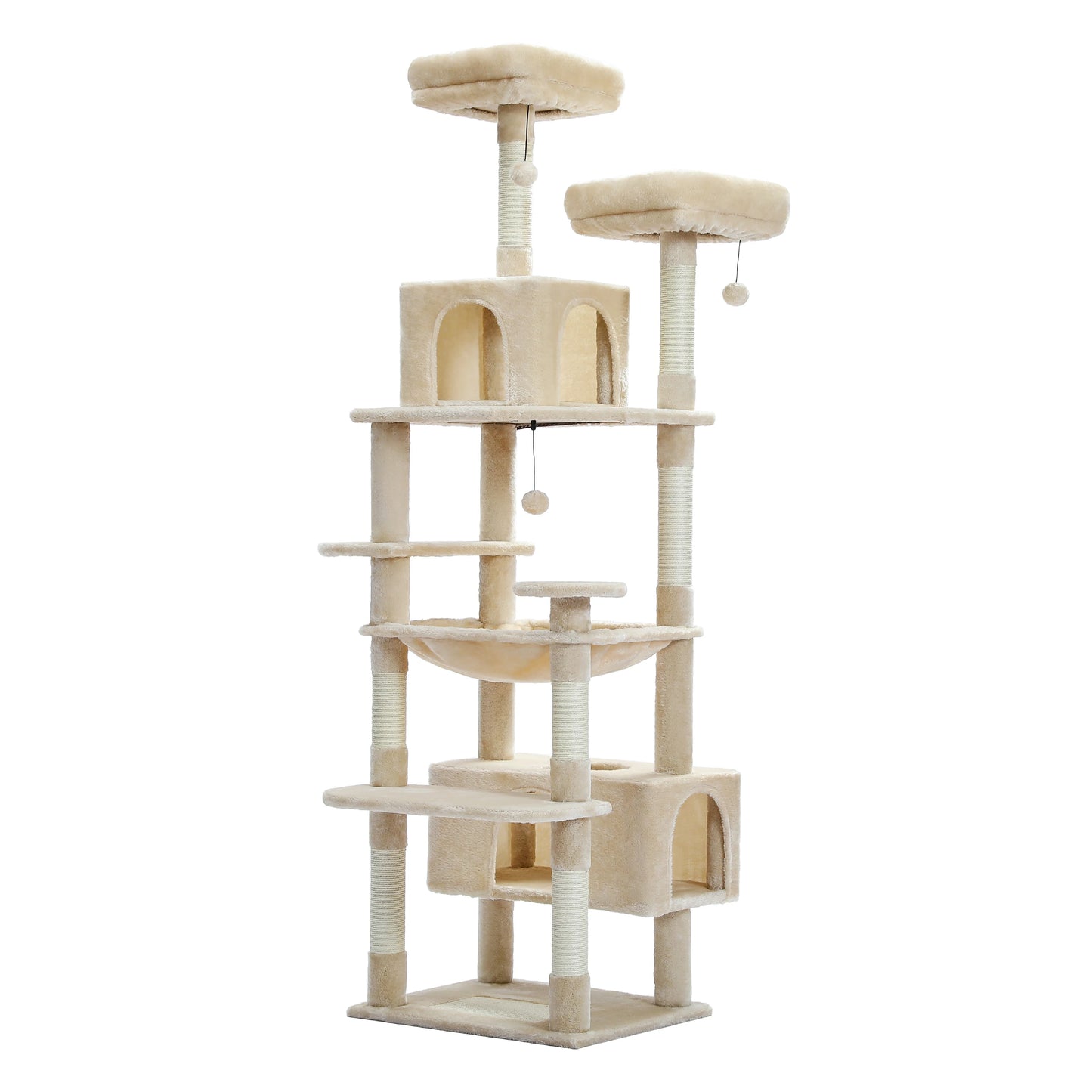 Tall Multi-Level Cat Tree – Large Perches, Hammock & Sisal Scratching Posts