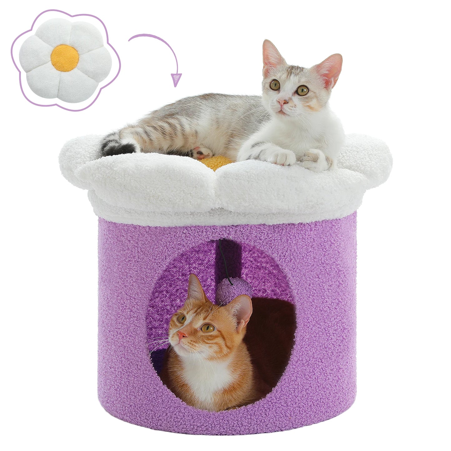 Large Flower Cat Bed – Cozy Indoor Hideaway with Removable Cushion & Playful Design