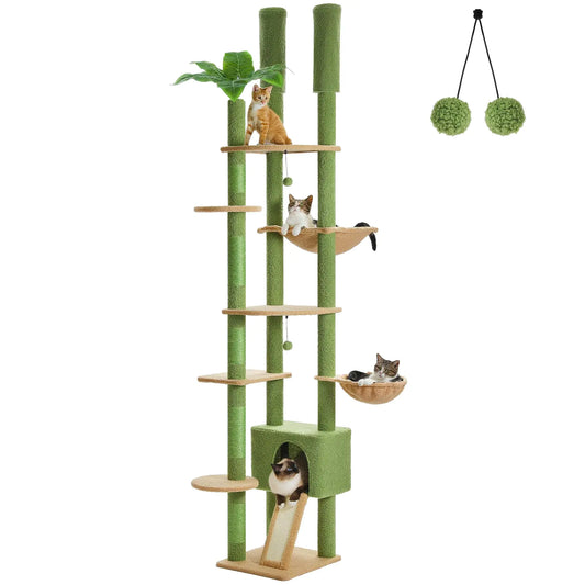 PEQULTI Adjustable Cactus Cat Tower with Hammock