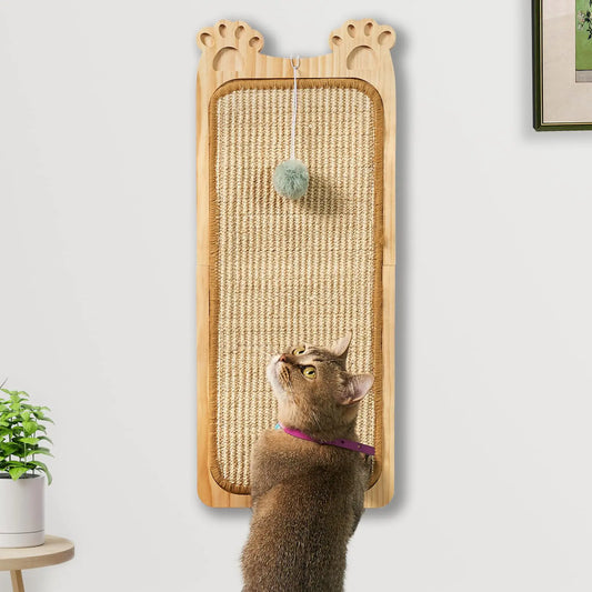 Chic Wall Cat Scratcher with Sisal Pad and Toy Ball