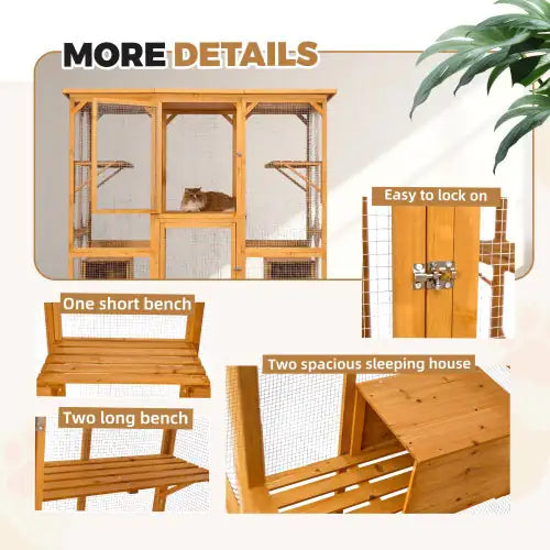 Deluxe 72-inch Cat Haven with Roof and Play Platforms