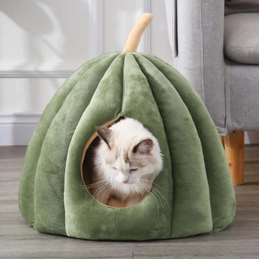 Pumpkin Plush Pet Cave Bed 20.1in with Cushion