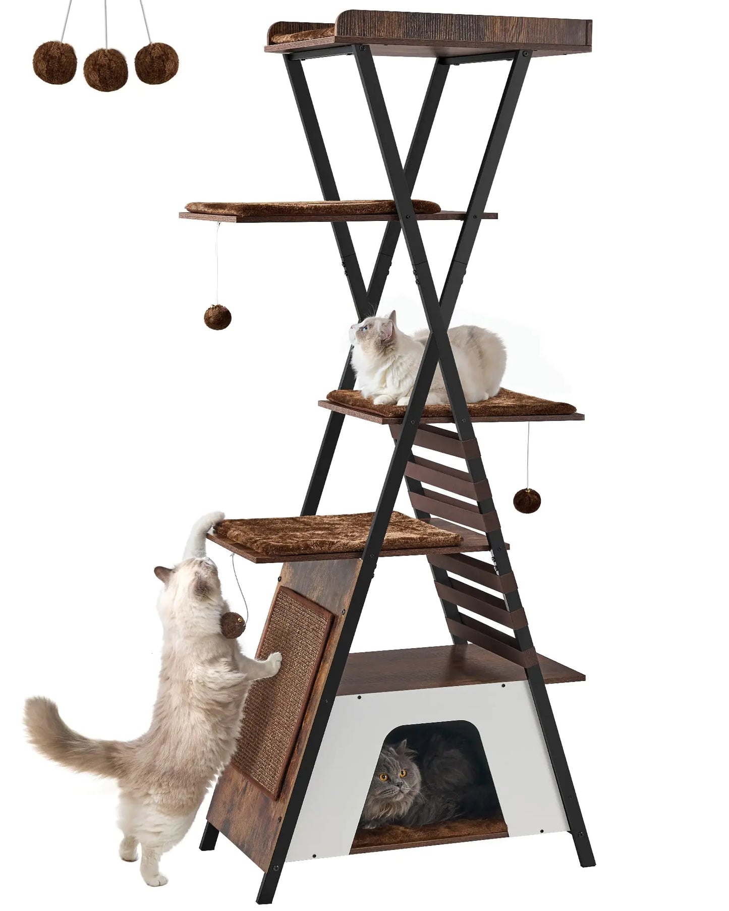 PurrLux 72" Multi-Level Cat Oasis with Scratching Posts