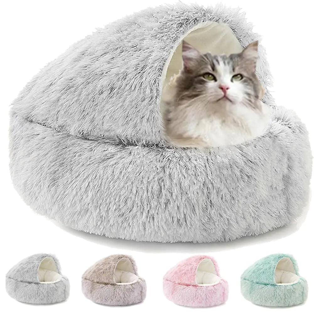 SnuggleNest Comfy Pet Cave Bed - Grey