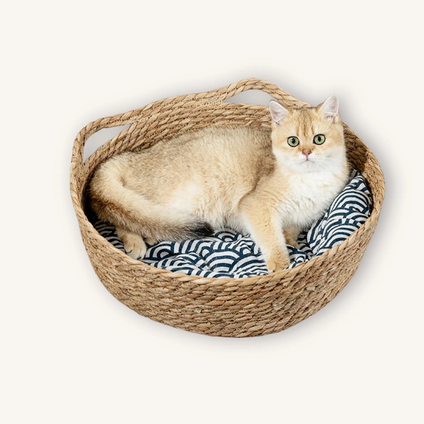 Woven Comfort Cat Bed - Large Indoor Nest with Cushion