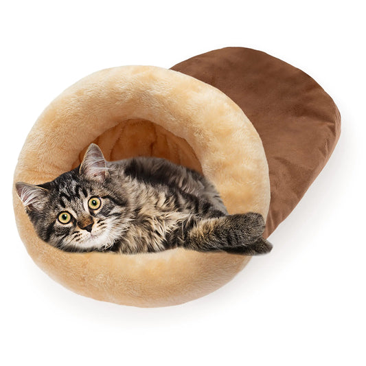 CozyCave Luxury Cat Bed - Suede Self-Warming Nest