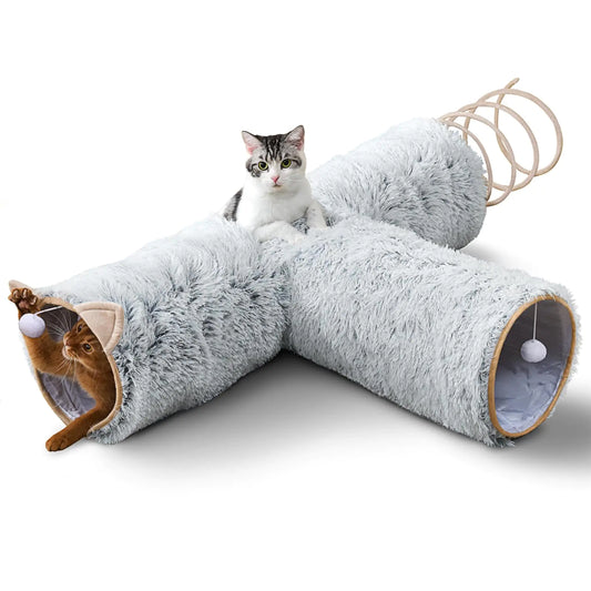 TriTunnel Cat Playhouse with Spring Toys