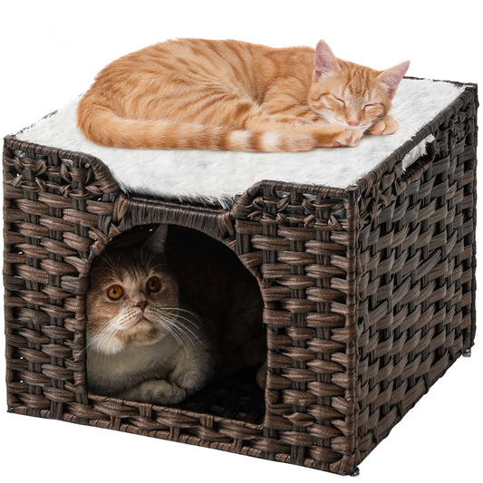 Rattan Nest Cat Bed: Cozy Hideaway for Indoor Cats